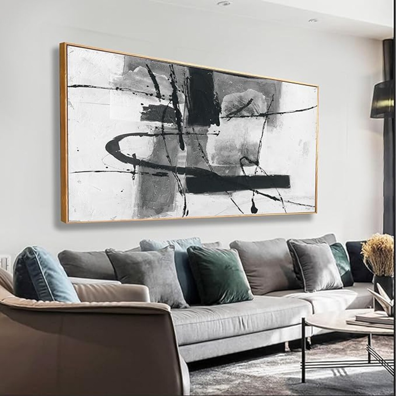 Abstract Wall Art Decor Modern Maximalist Home paintings Decor Wall Art Prints Black and White Irregular Graffiti Framed Wall Canvas Decorations For Living Room Wall Bedroom Office Decor 20"x40"